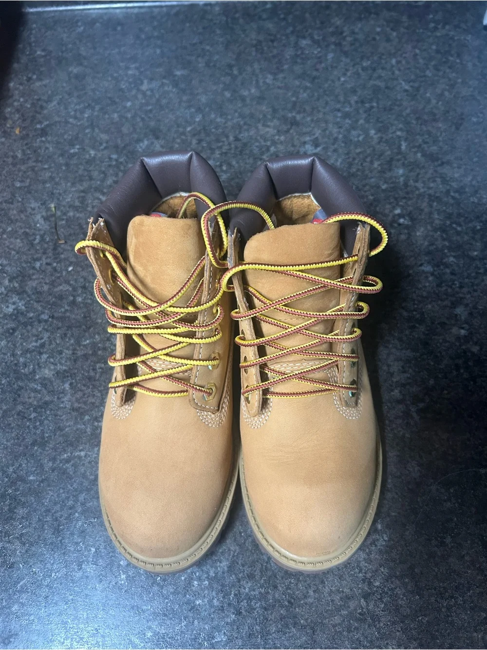 Timberland Wheat Nubuck Boots with Yellow-Brown Laces